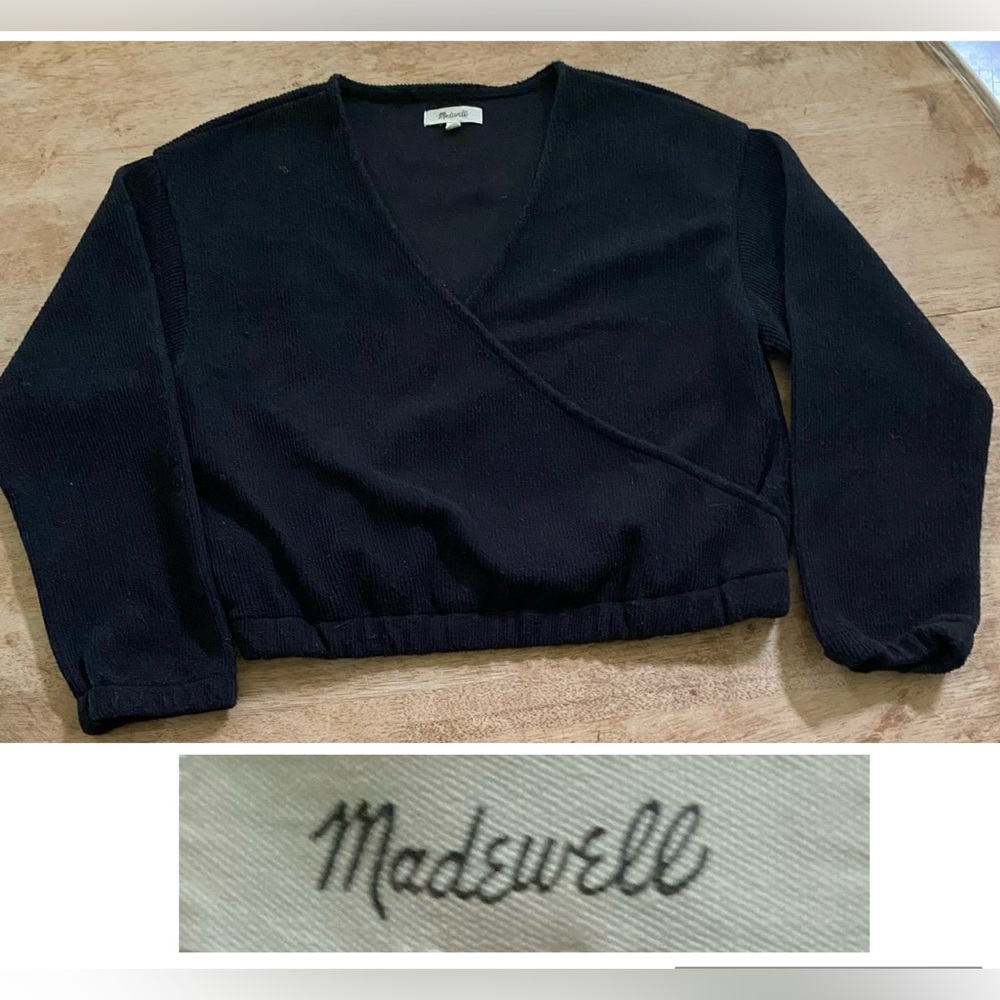 Madewell Women’s Size‎ Medium Black Ottoman Knit Wrap Top